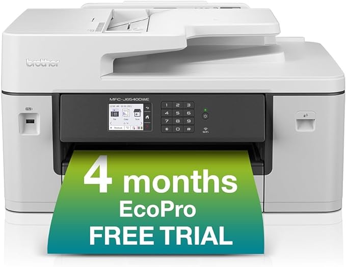 BROTHER MFC J6540DWE Inkjet Printer with EcoPro Subscription, Wireless Colour Inkjet Printer,4in1 (Print/Copy/Scan/Fax),4 mth free trial, Automatic ink, Free manufacturers guarantee, UK Plug