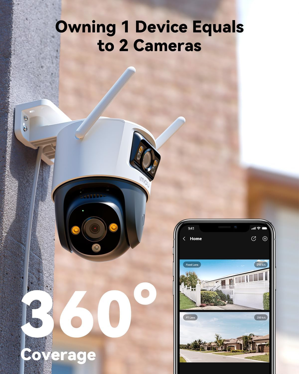 Imou 2-in-1 3K Outdoor Security Camera Dual-Lens, CCTV Camera Wireless Wi-Fi Outdoor with 30M Night Vision, Home Security Camera 360°Full Coverage, Human/Auto/Motion Detection, Siren Spotlight, IP66